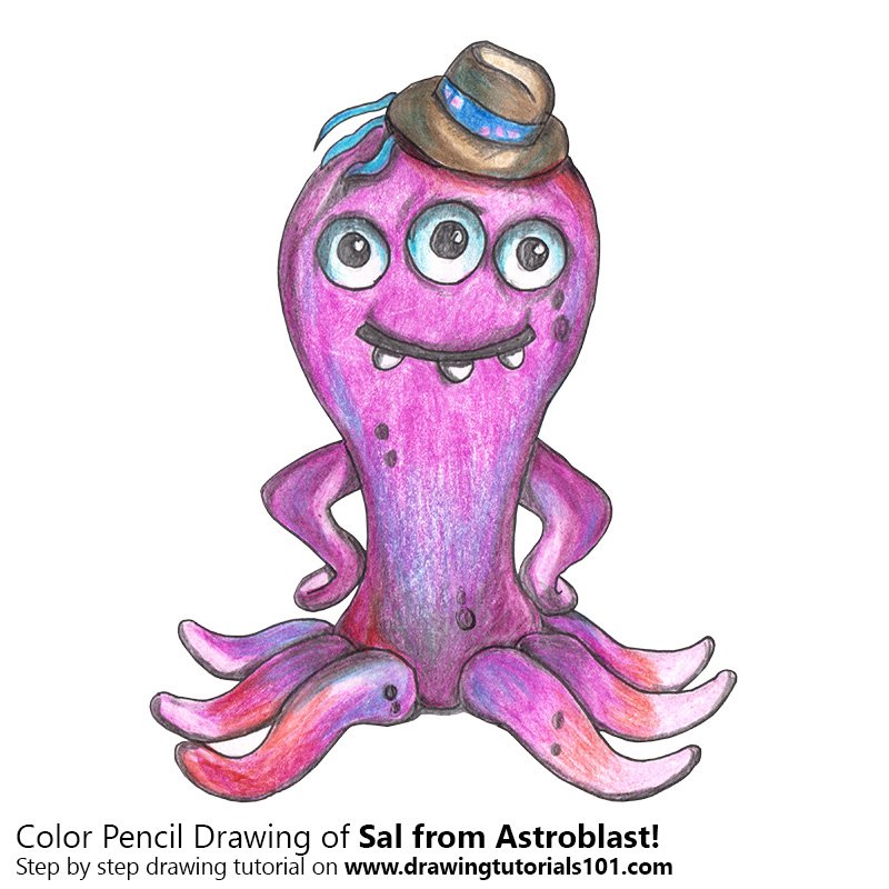 How to Draw Sal from Astroblast! by Color Pencils