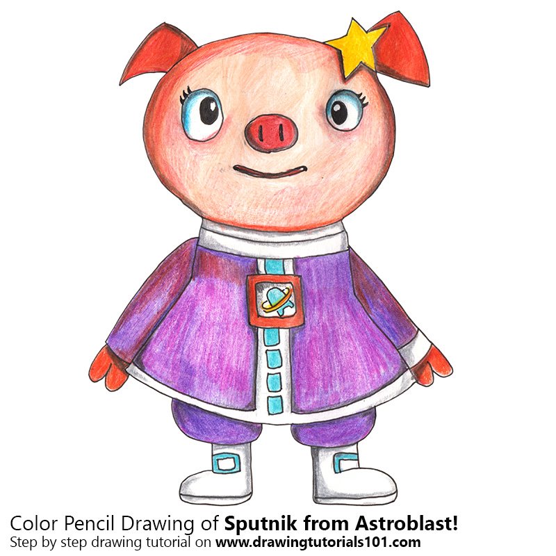 How to Draw Sputnik from Astroblast! by Color Pencils