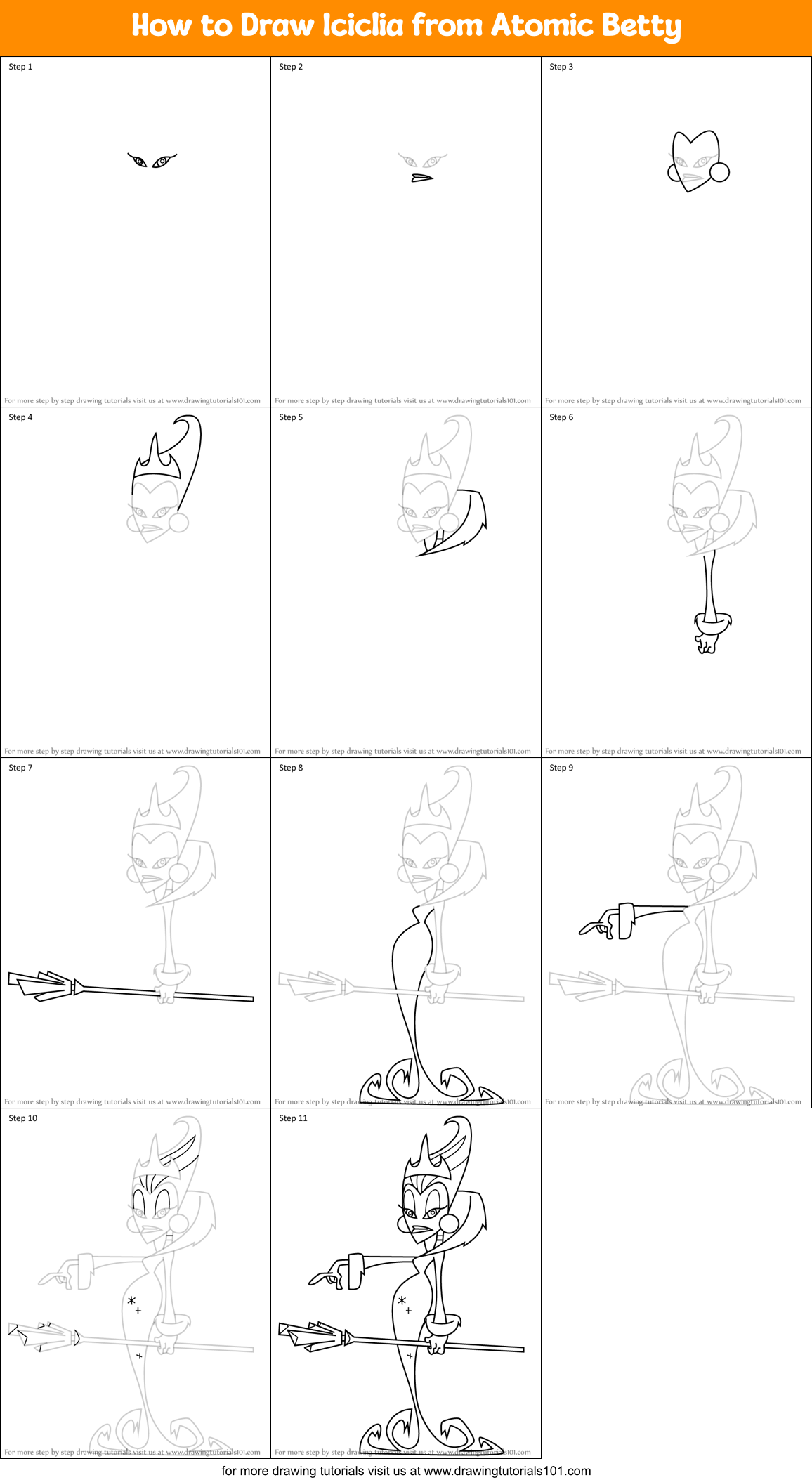 How to Draw Iciclia from Atomic Betty Printable Step by Step