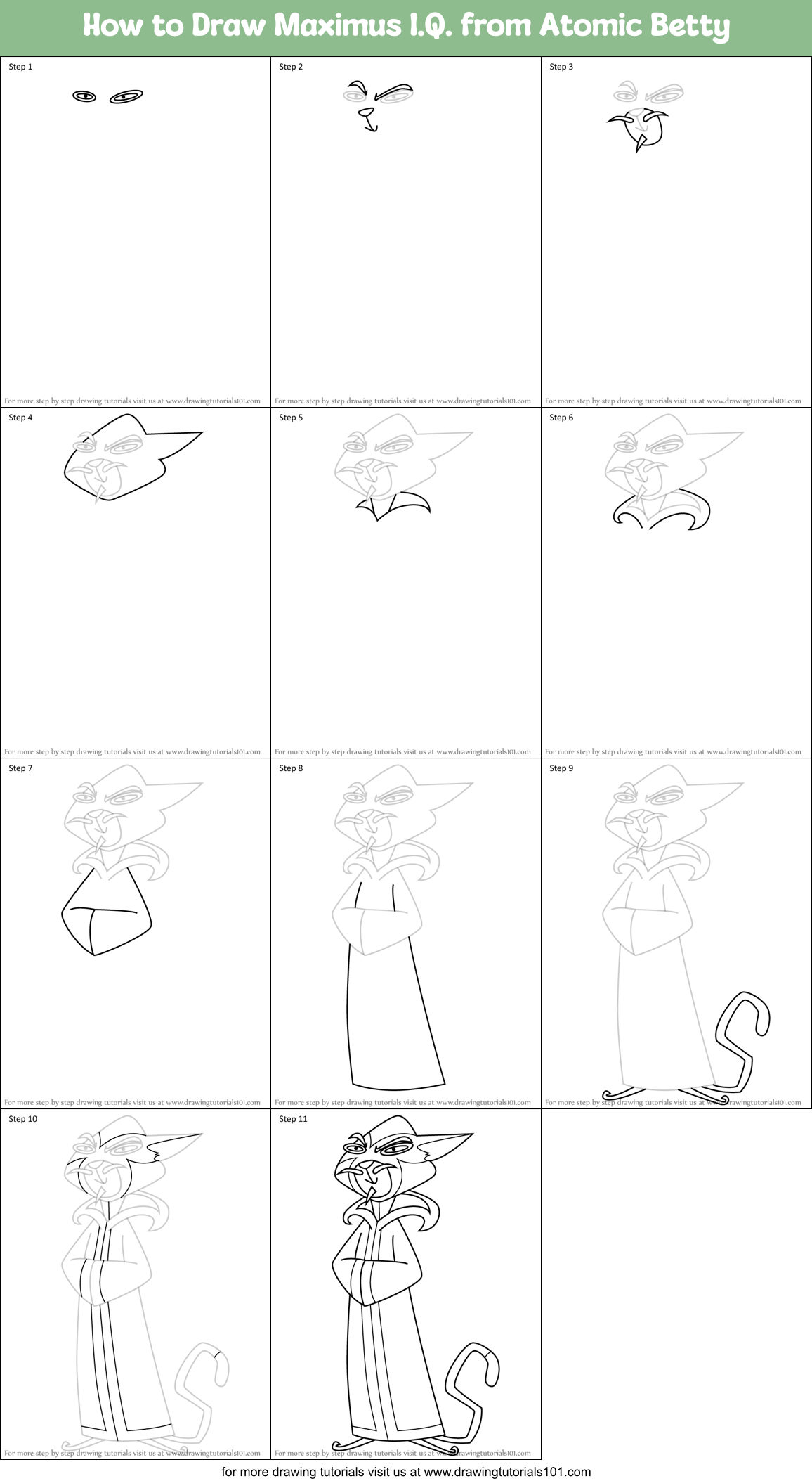 How to Draw Maximus I.Q. from Atomic Betty Printable Step by Step