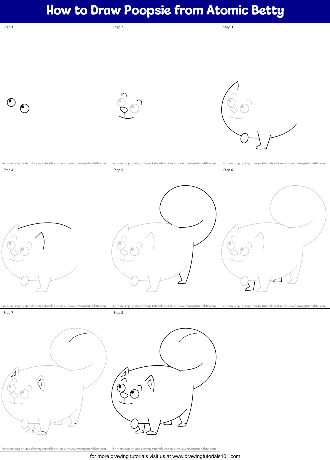 How to Draw Poopsie from Atomic Betty Printable Step by Step