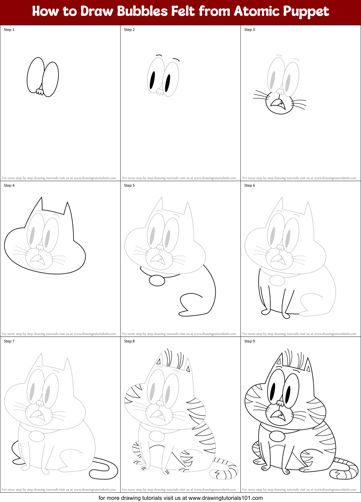 How to Draw Bubbles Felt from Atomic Puppet Printable Step by Step