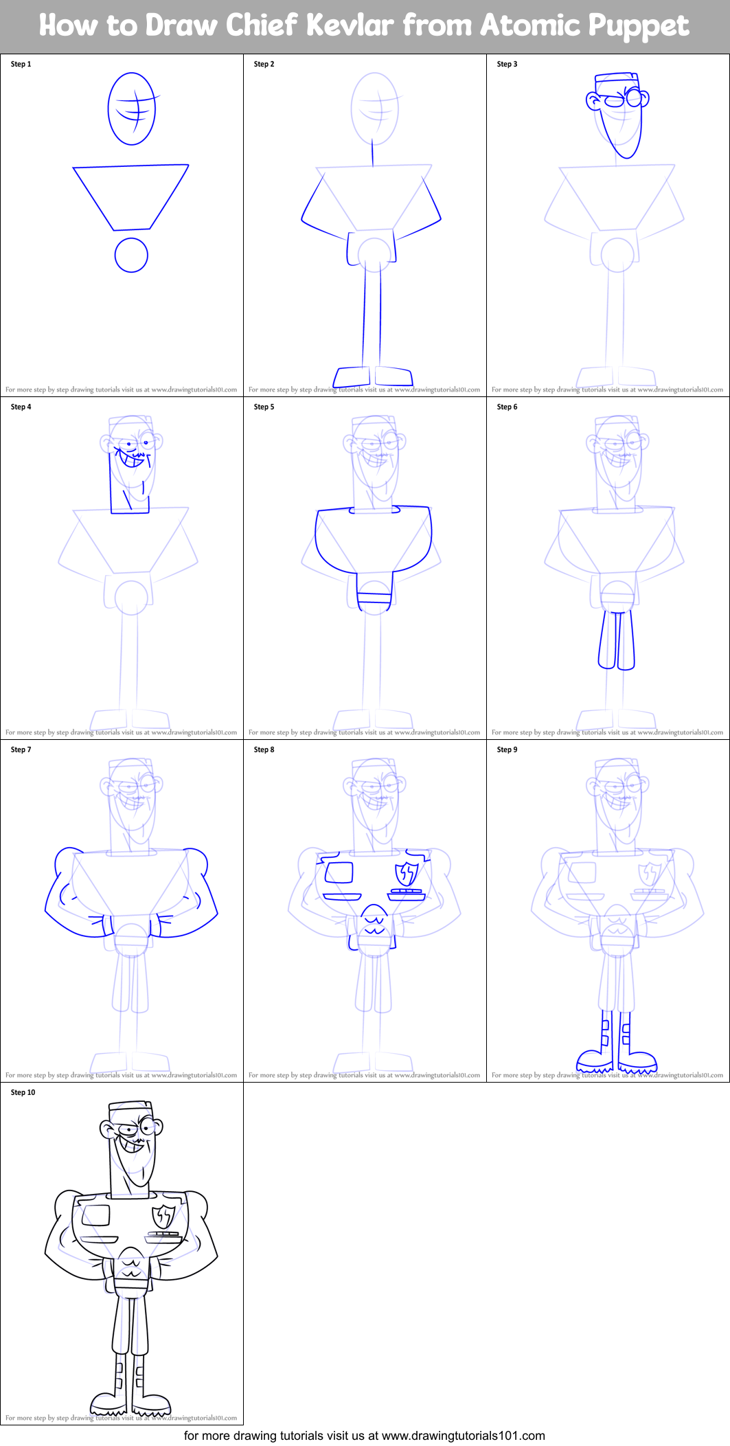 How to Draw Chief Kevlar from Atomic Puppet Printable Step by Step