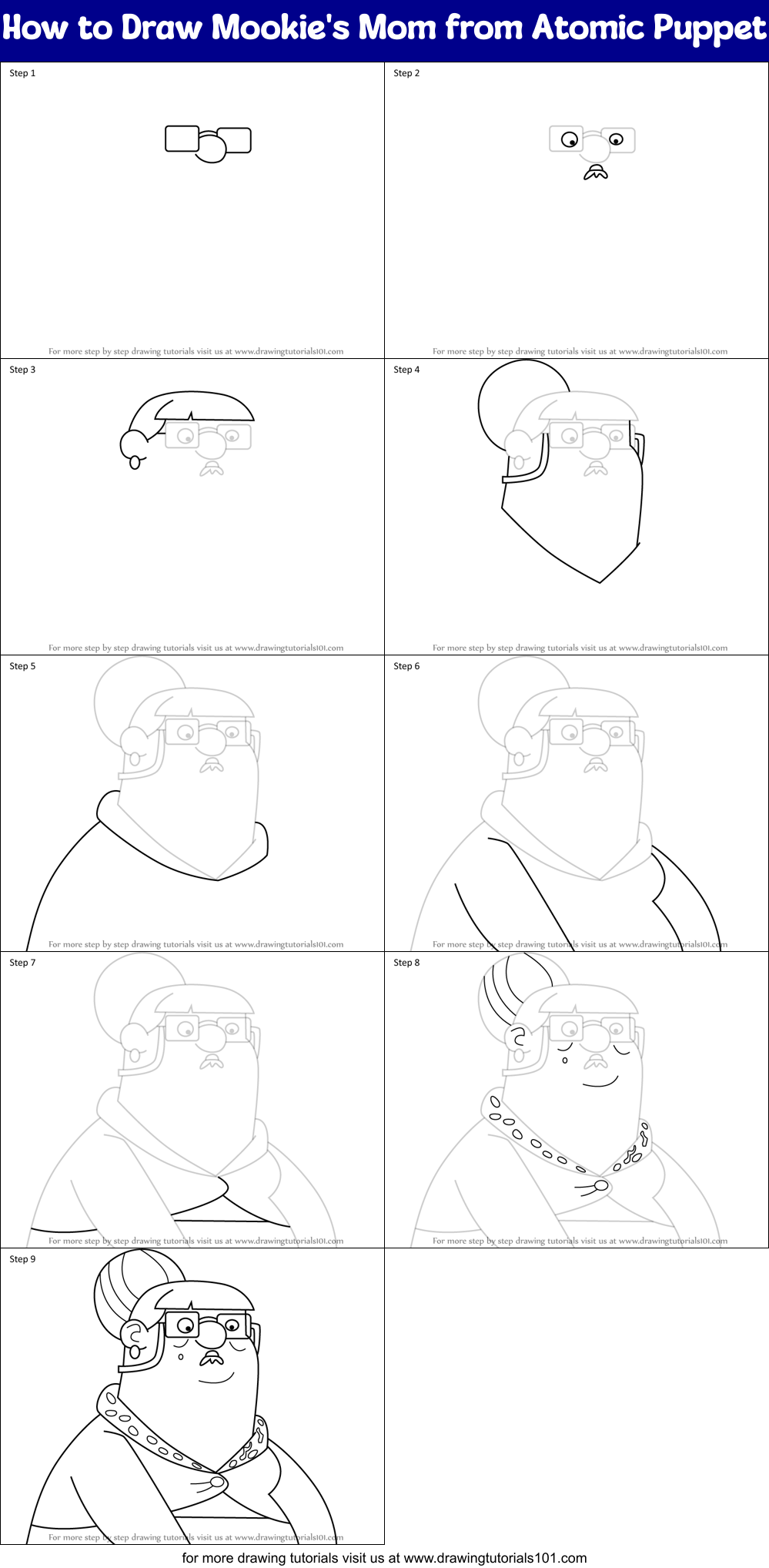 How to Draw Mookie's Mom from Atomic Puppet Printable Step by Step