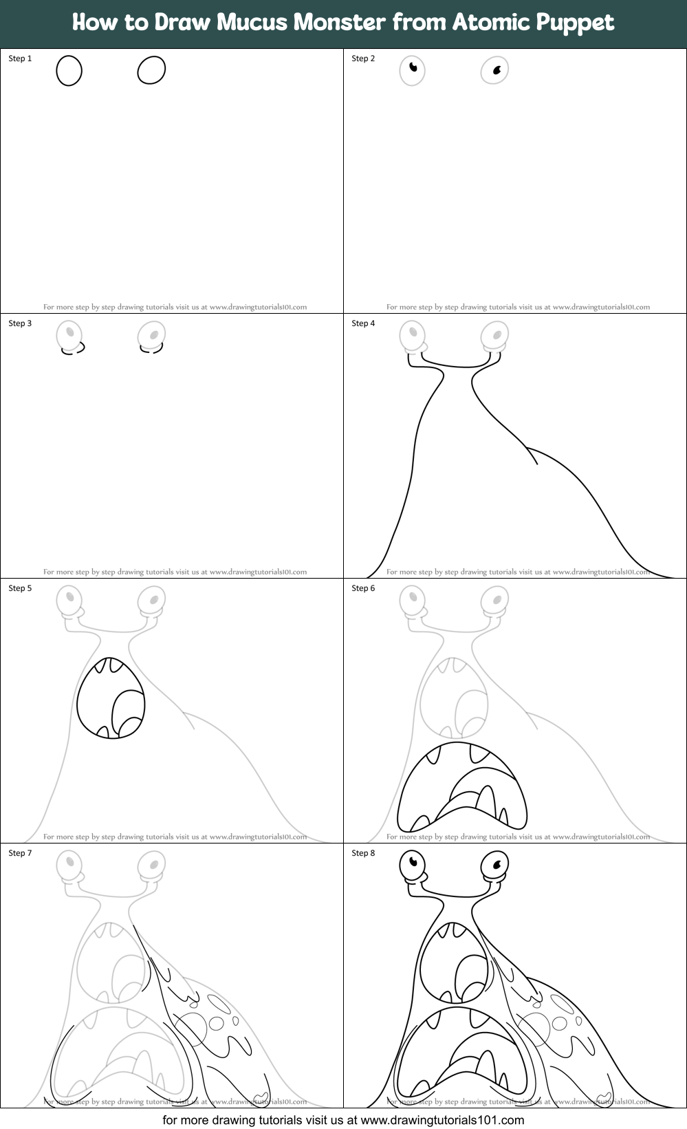 How to Draw Mucus Monster from Atomic Puppet Printable Step by Step