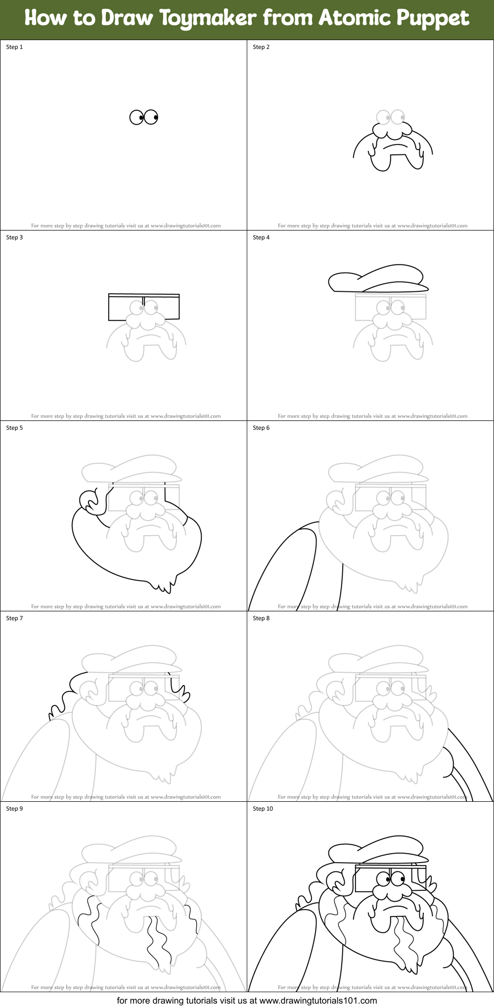 How to Draw Toymaker from Atomic Puppet Printable Step by Step