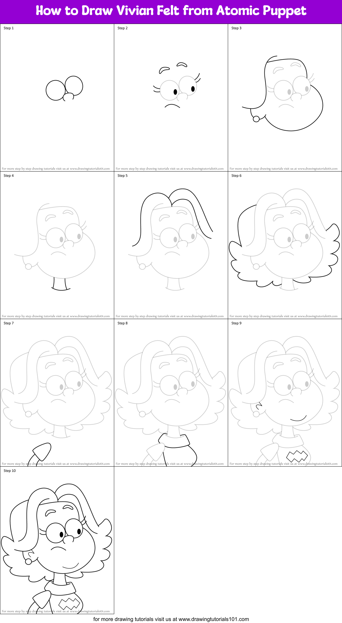 How to Draw Vivian Felt from Atomic Puppet Printable Step by Step