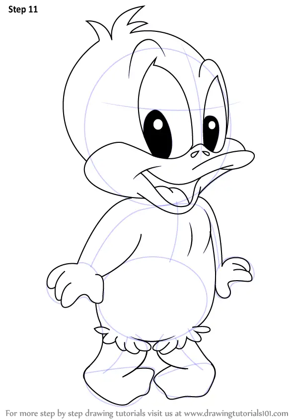 Step by Step How to Draw Baby Daffy from Baby Looney Tunes.