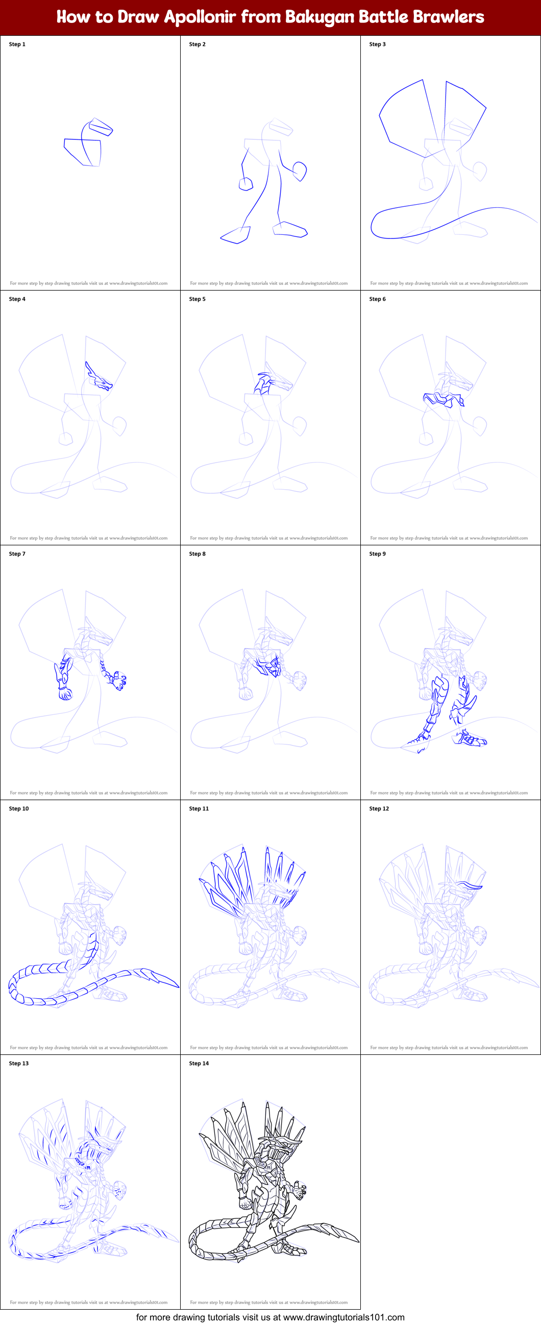 How to Draw Apollonir from Bakugan Battle Brawlers Printable Step by Step