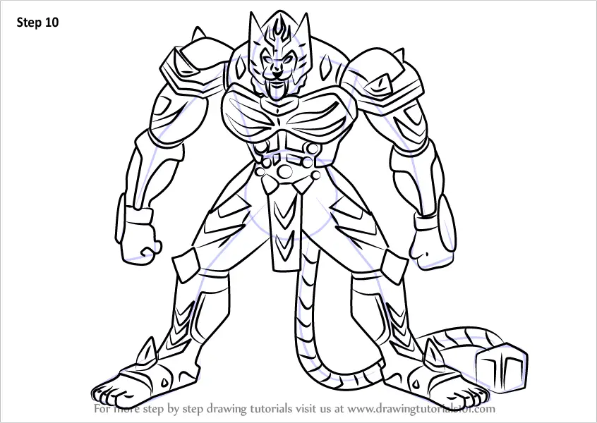 Download Step by Step How to Draw Blade Tigrerra from Bakugan Battle Brawlers : DrawingTutorials101.com