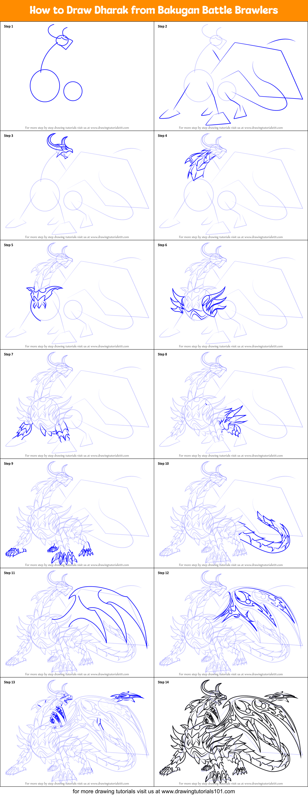 How to Draw Dharak from Bakugan Battle Brawlers Printable Step by Step