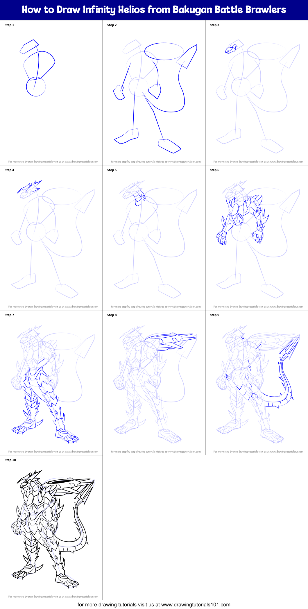 How to Draw Infinity Helios from Bakugan Battle Brawlers Printable Step by Step