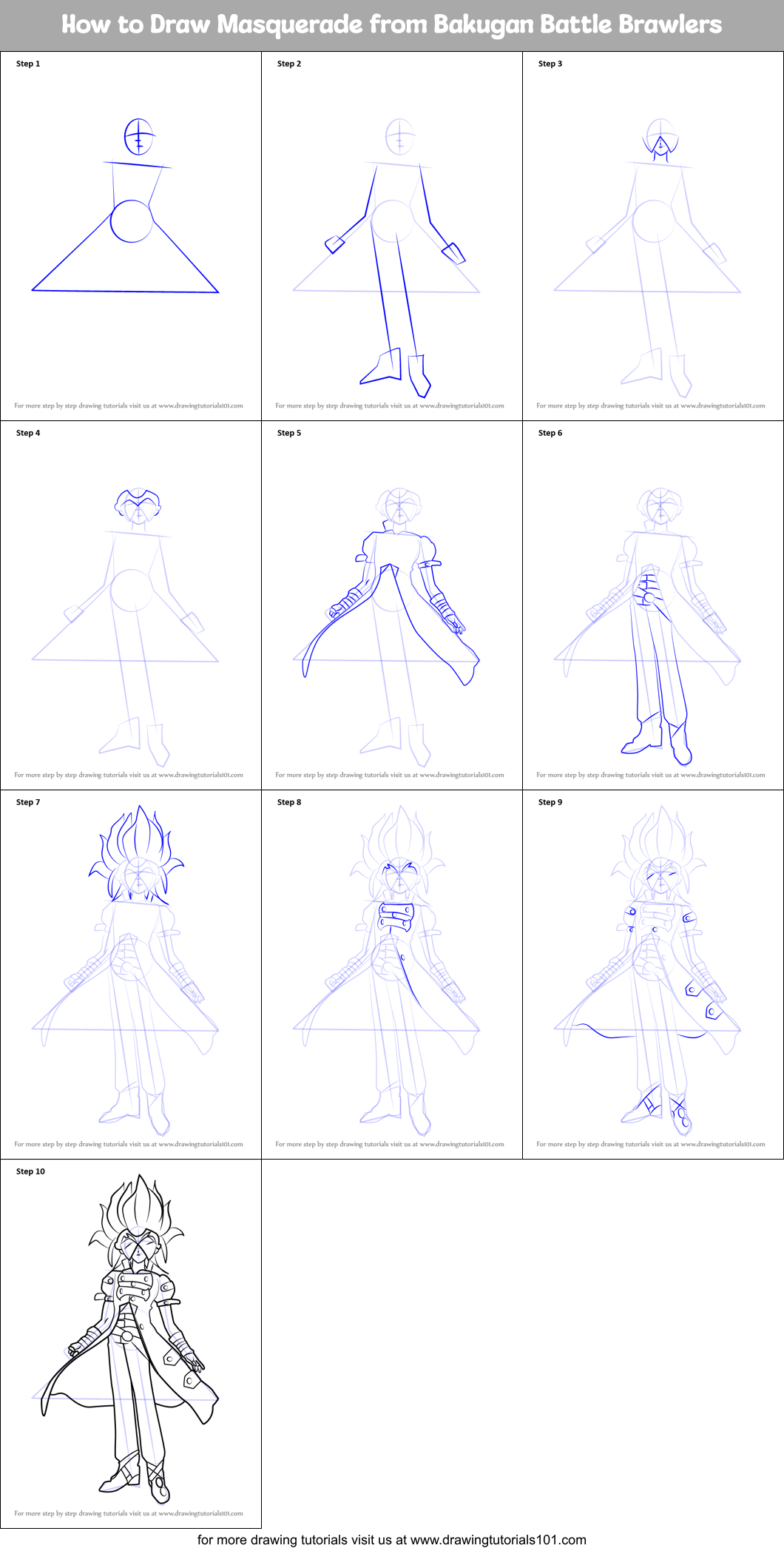 How to Draw Masquerade from Bakugan Battle Brawlers Printable Step by Step