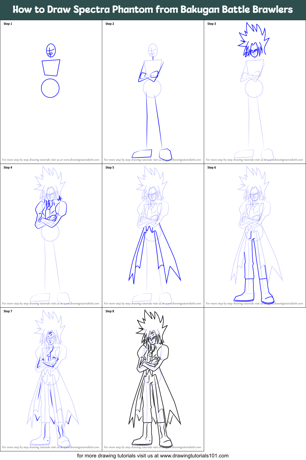 How to Draw Spectra Phantom from Bakugan Battle Brawlers Printable Step by Step
