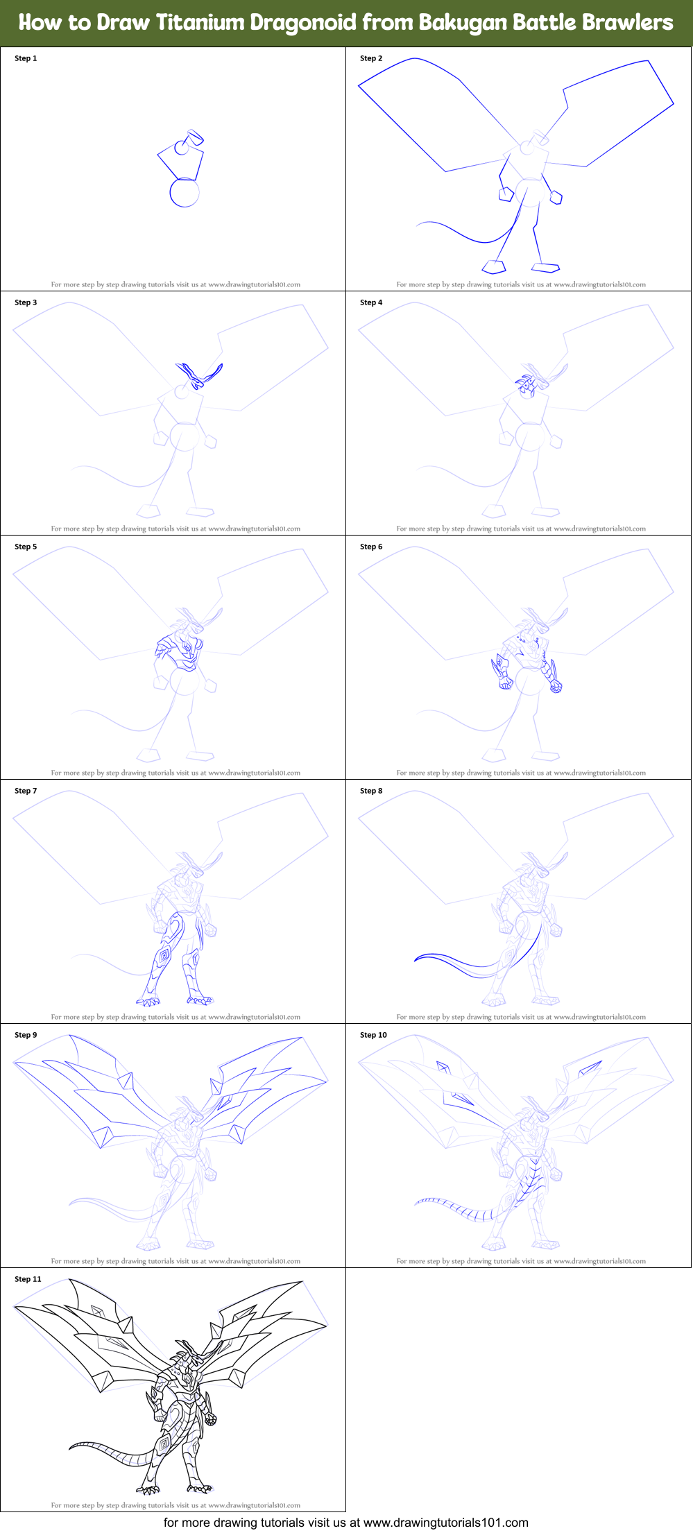 How to Draw Titanium Dragonoid from Bakugan Battle Brawlers Printable Step by Step