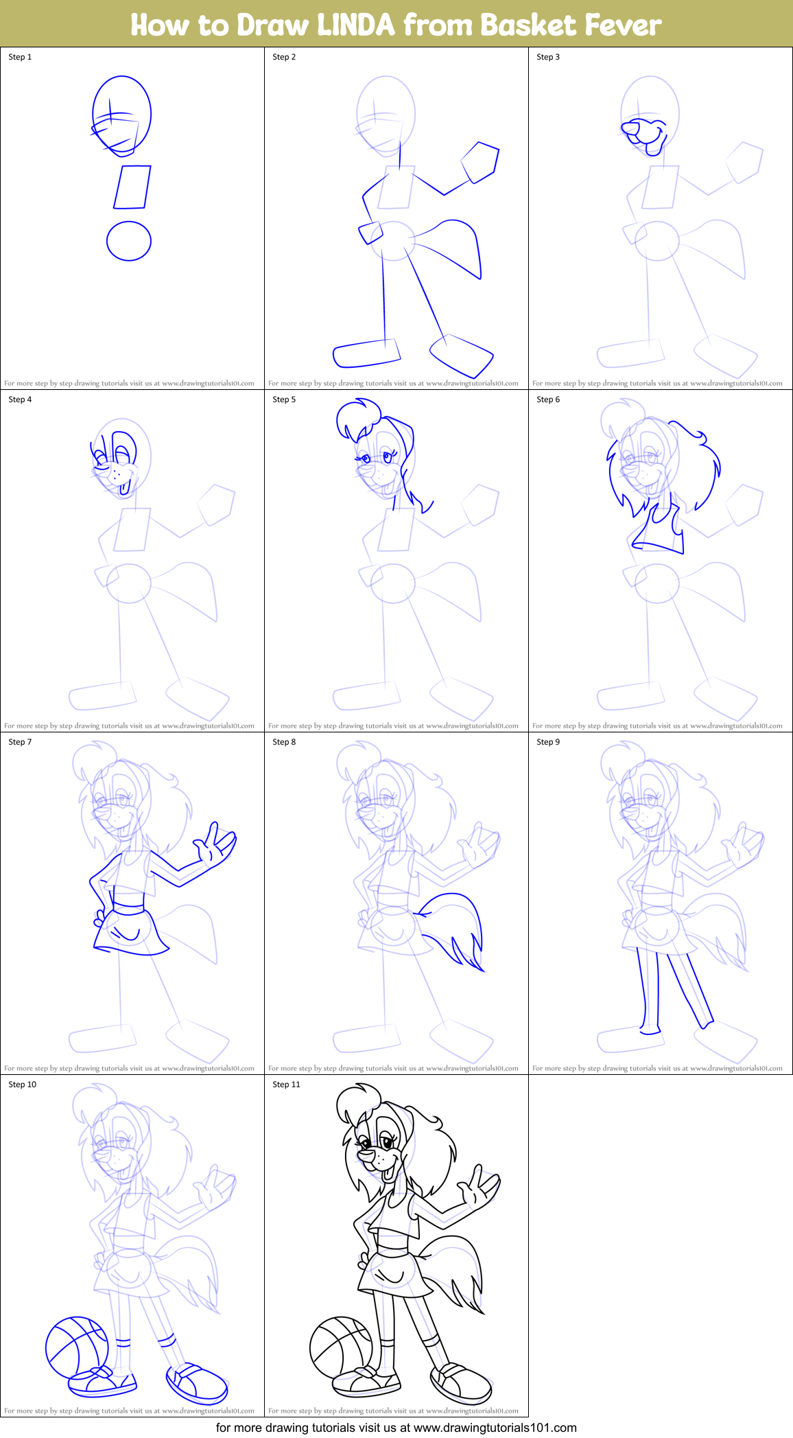 How to Draw LINDA from Basket Fever Printable Step by Step