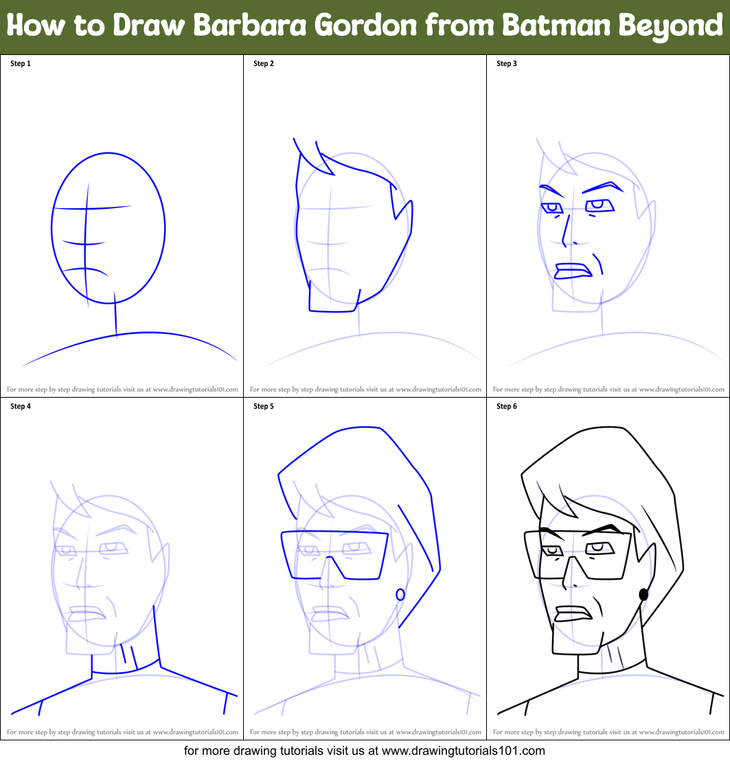 How to Draw Barbara Gordon from Batman Beyond Printable Step by Step