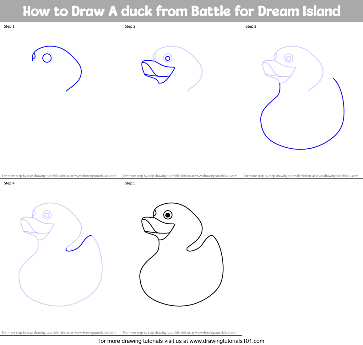 How to Draw A duck from Battle for Dream Island Printable Step by Step