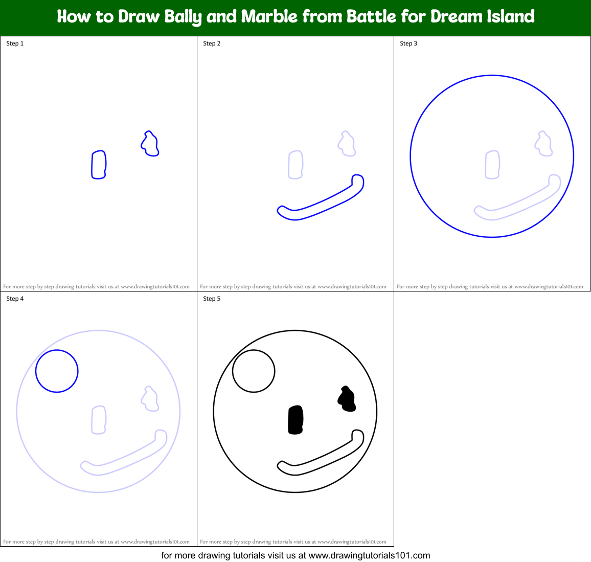 How to Draw Bally and Marble from Battle for Dream Island Printable Step by Step