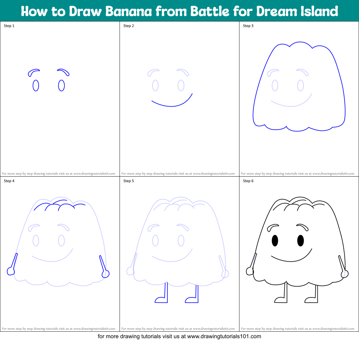 How to Draw Banana from Battle for Dream Island Printable Step by Step