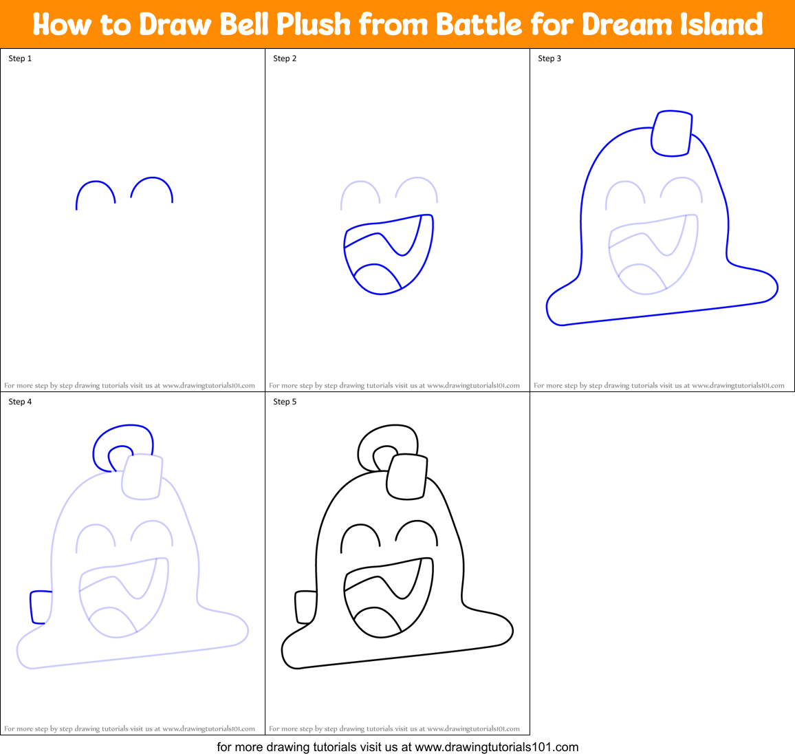 How to Draw Bell Plush from Battle for Dream Island Printable Step by Step