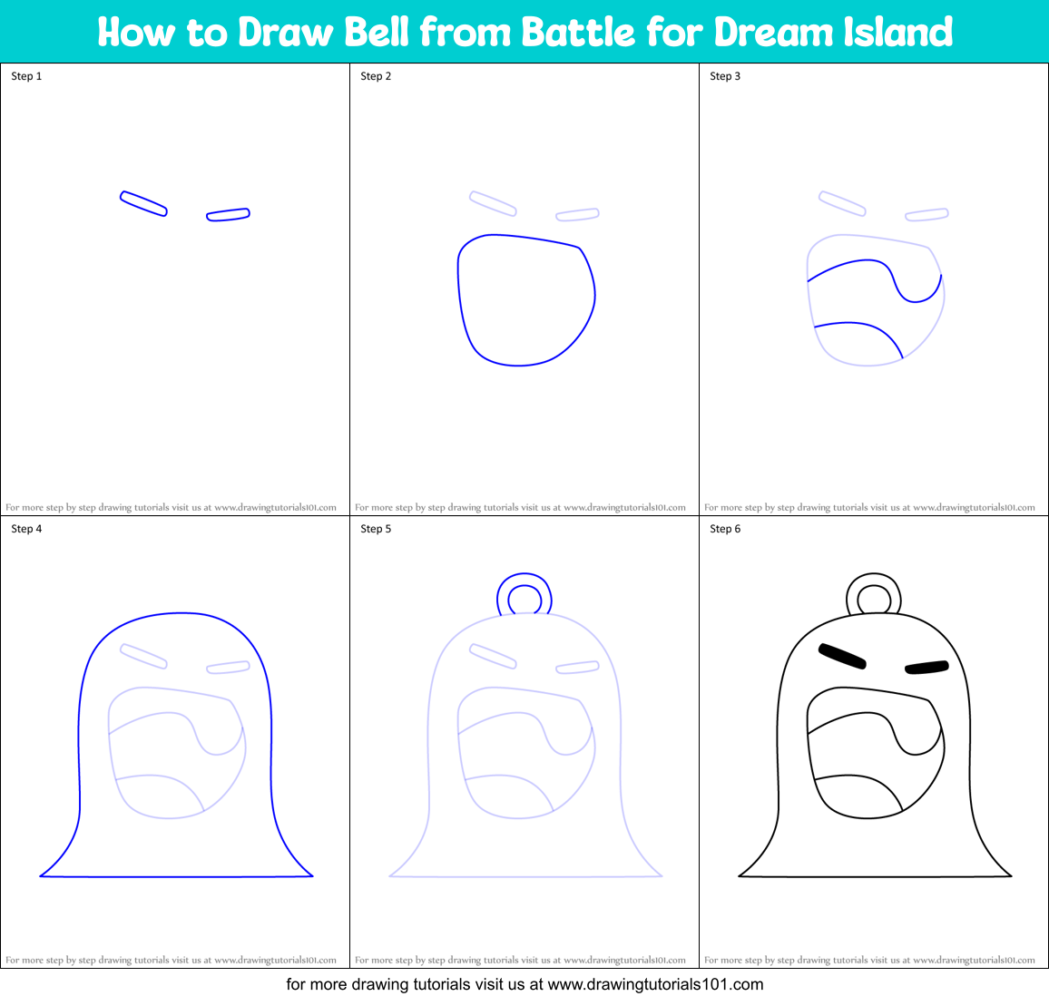 How to Draw Bell from Battle for Dream Island Printable Step by Step