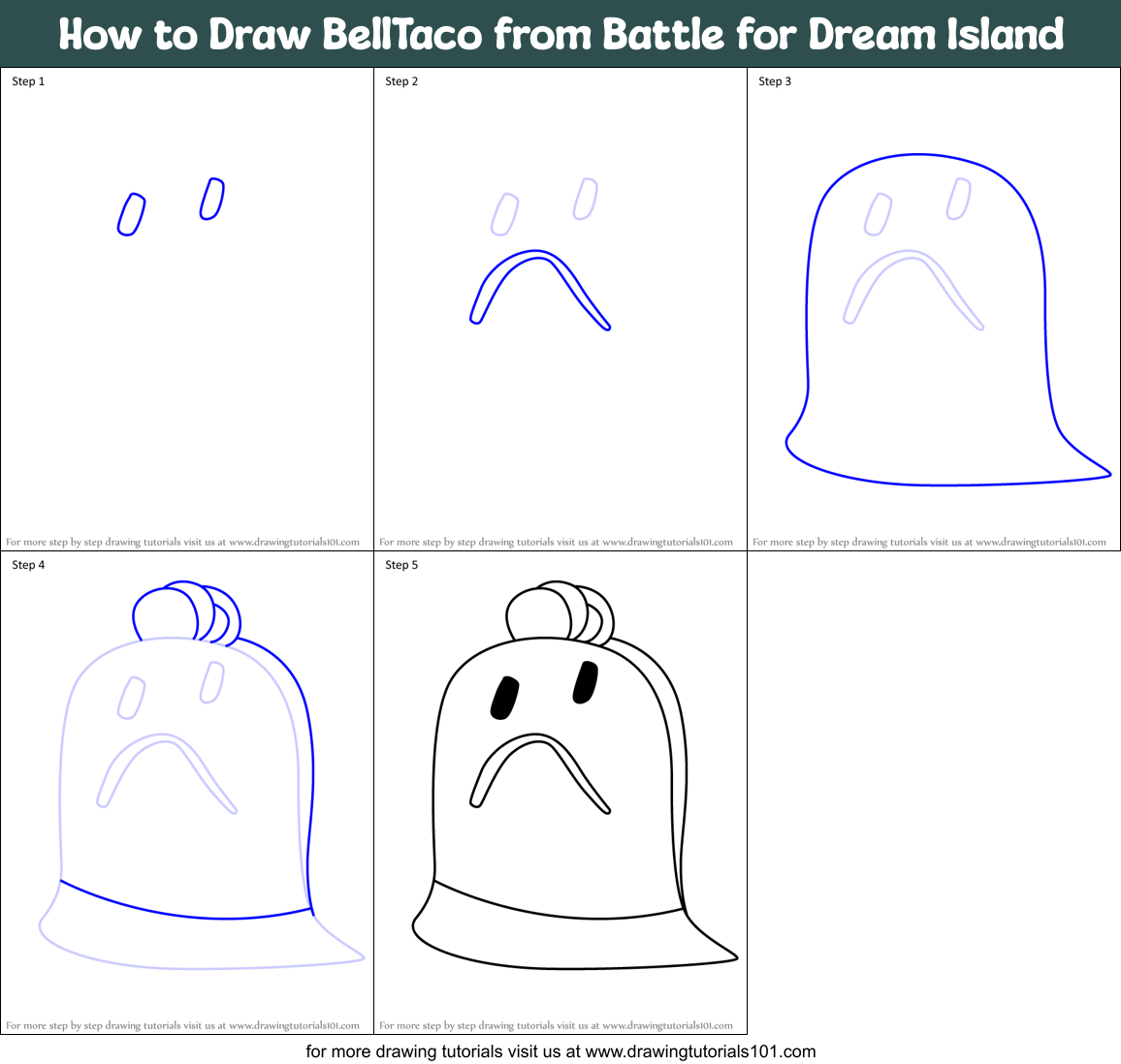 How to Draw BellTaco from Battle for Dream Island Printable Step by Step