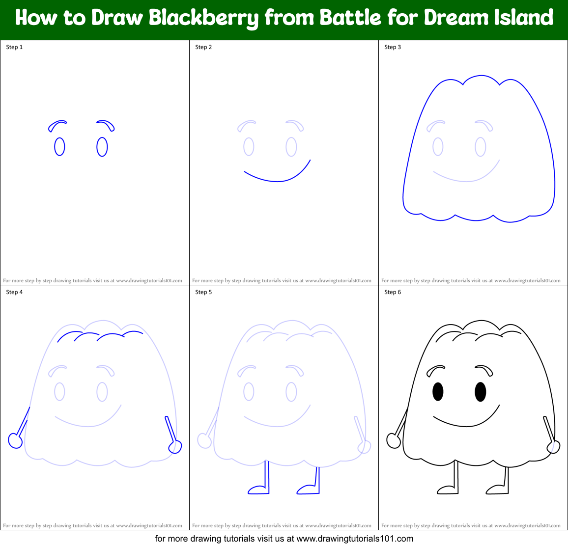 How to Draw Blackberry from Battle for Dream Island Printable Step by Step