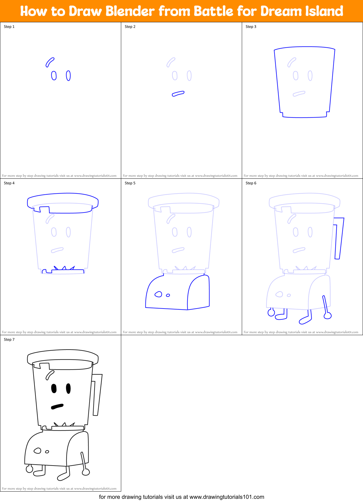 How to Draw Blender from Battle for Dream Island Printable Step by Step