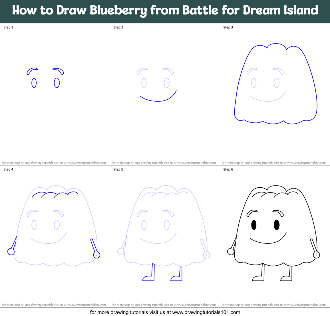 How to Draw Blueberry from Battle for Dream Island Printable Step by Step