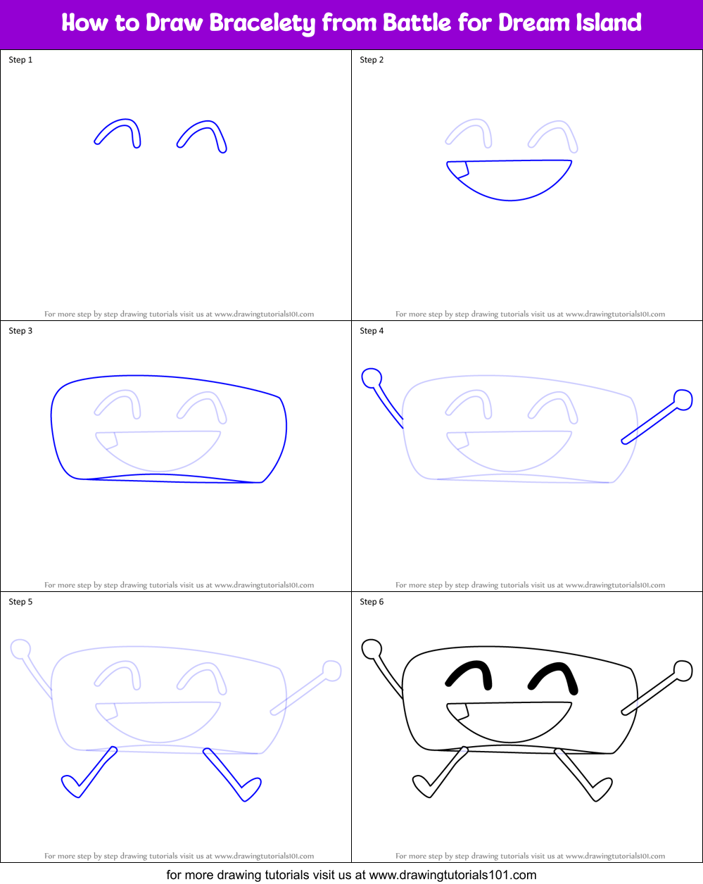 How to Draw Bracelety from Battle for Dream Island Printable Step by Step