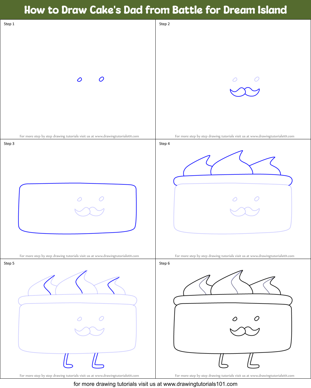 How to Draw Cake's Dad from Battle for Dream Island Printable Step by Step