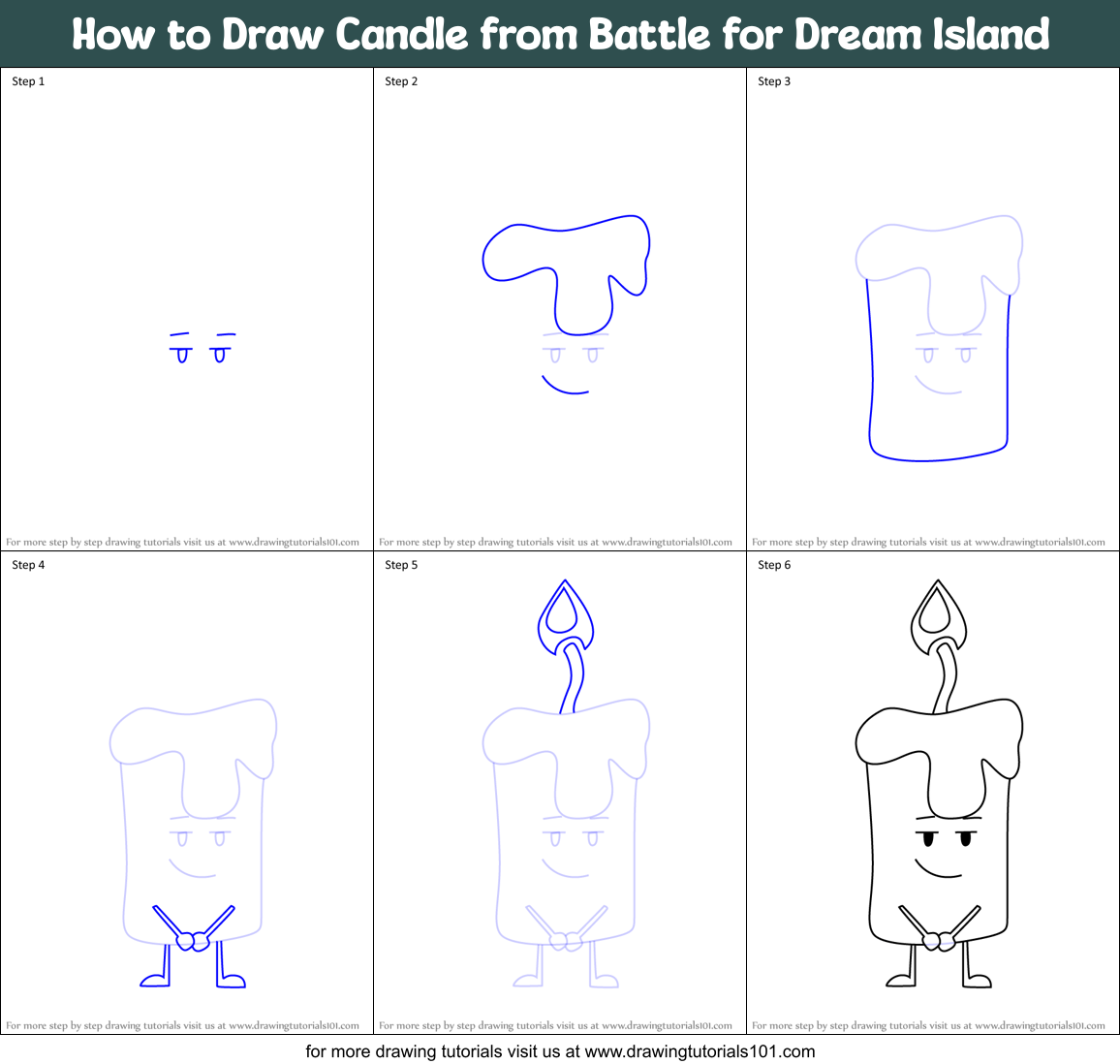 How to Draw Candle from Battle for Dream Island Printable Step by Step