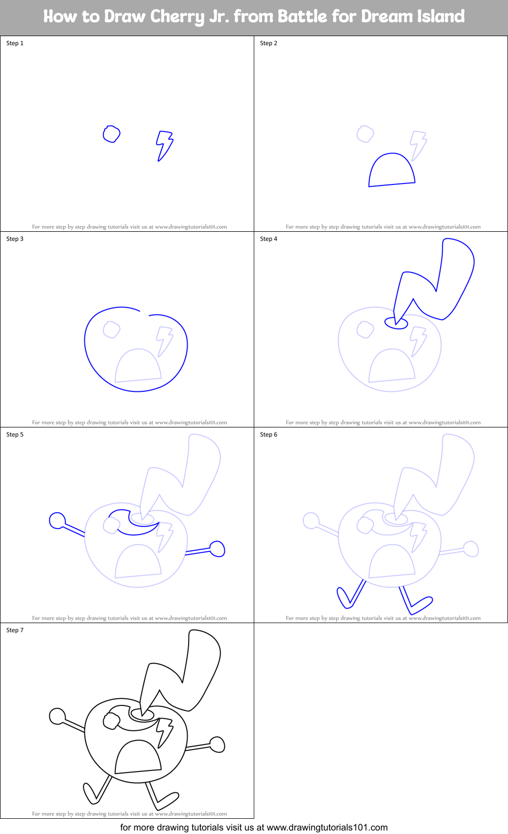 How to Draw Cherry Jr. from Battle for Dream Island Printable Step by Step