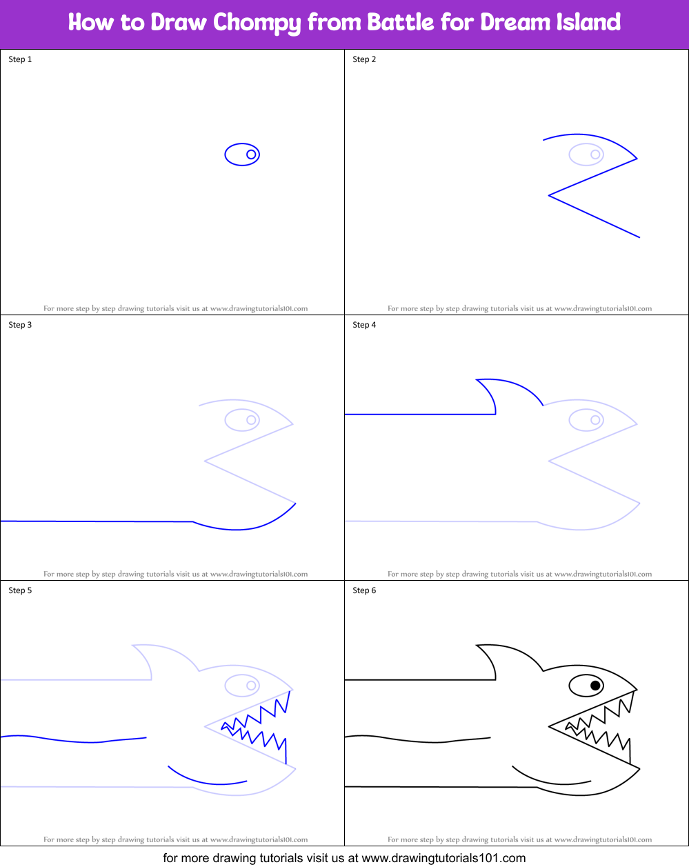 How to Draw Chompy from Battle for Dream Island Printable Step by Step