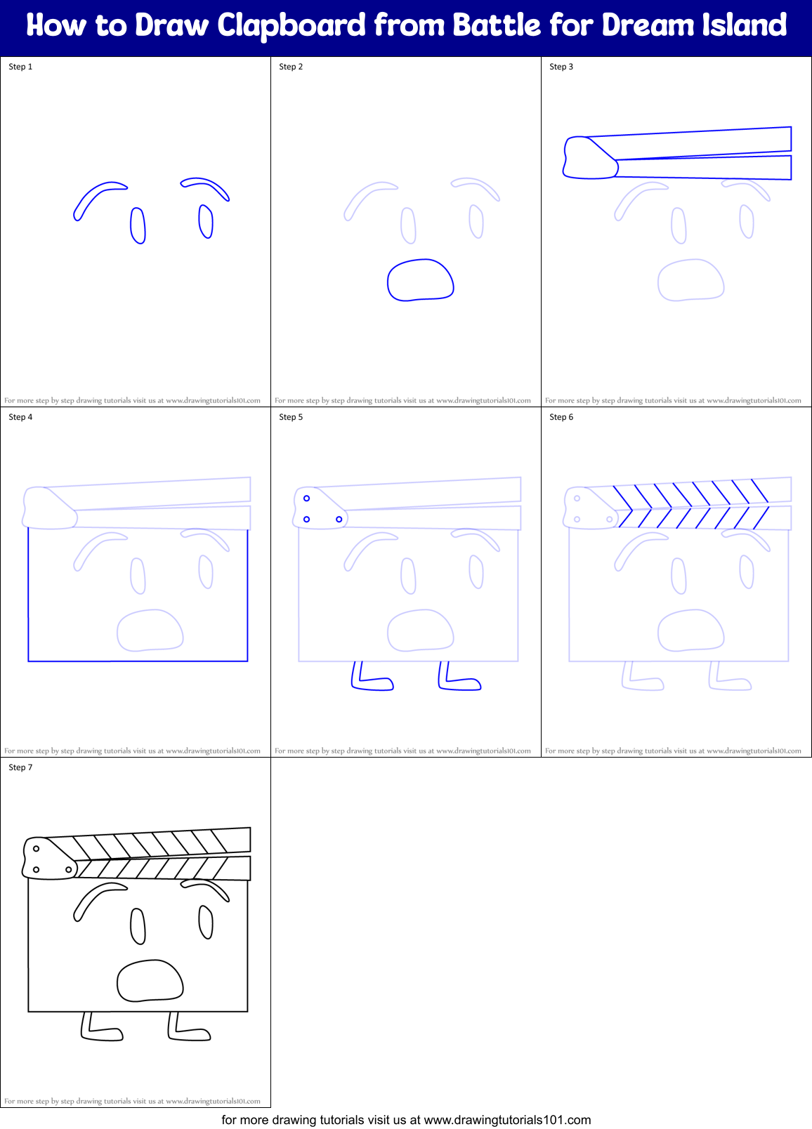 How to Draw Clapboard from Battle for Dream Island Printable Step by Step