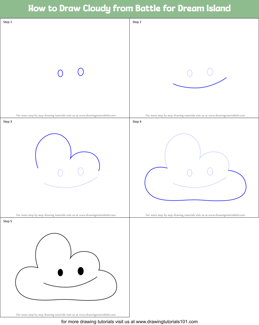 How to Draw Cloudy from Battle for Dream Island Printable Step by Step