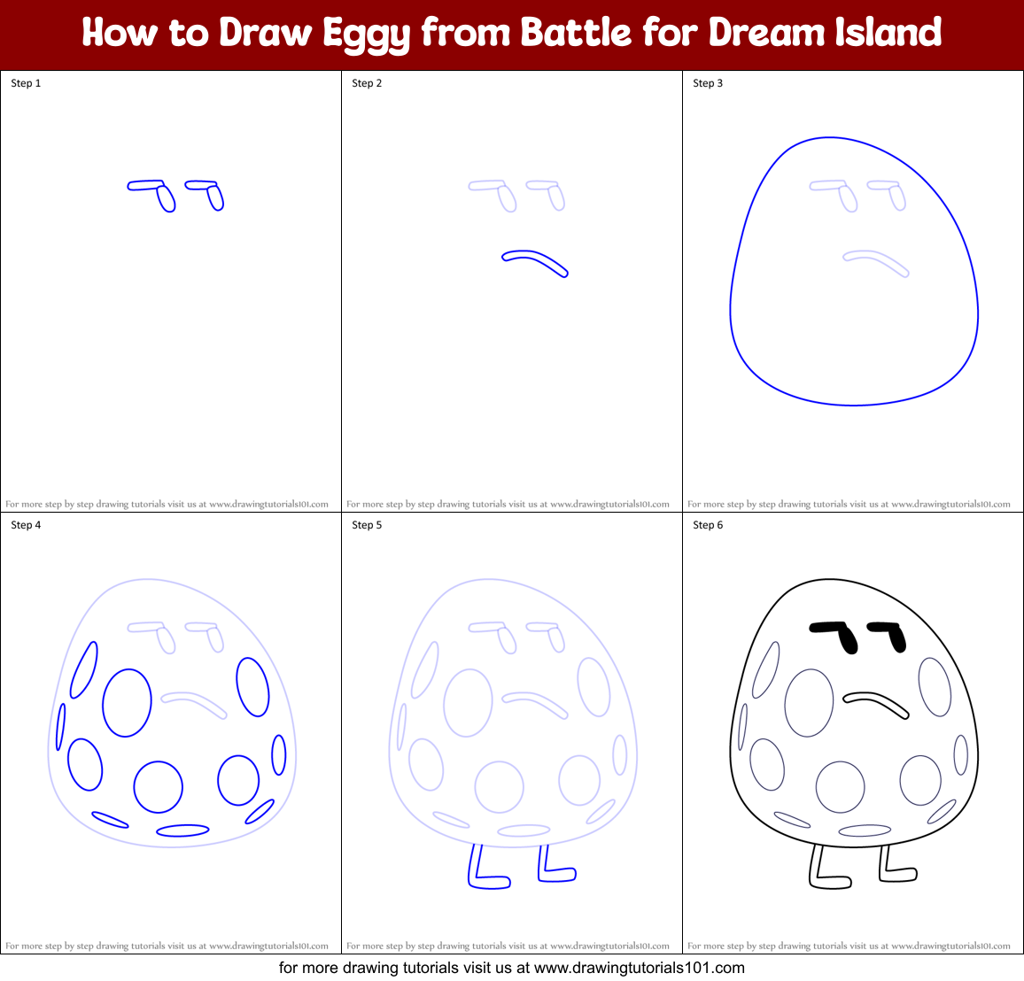 How to Draw Eggy from Battle for Dream Island Printable Step by Step
