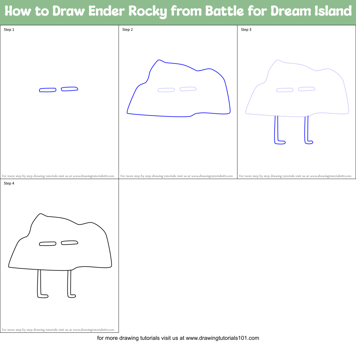 How to Draw Ender Rocky from Battle for Dream Island Printable Step by Step