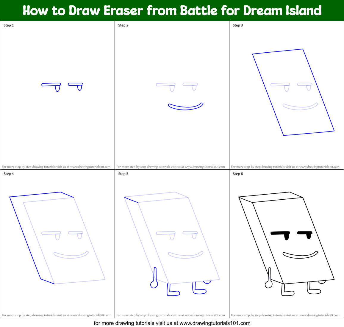 How to Draw Eraser from Battle for Dream Island Printable Step by Step