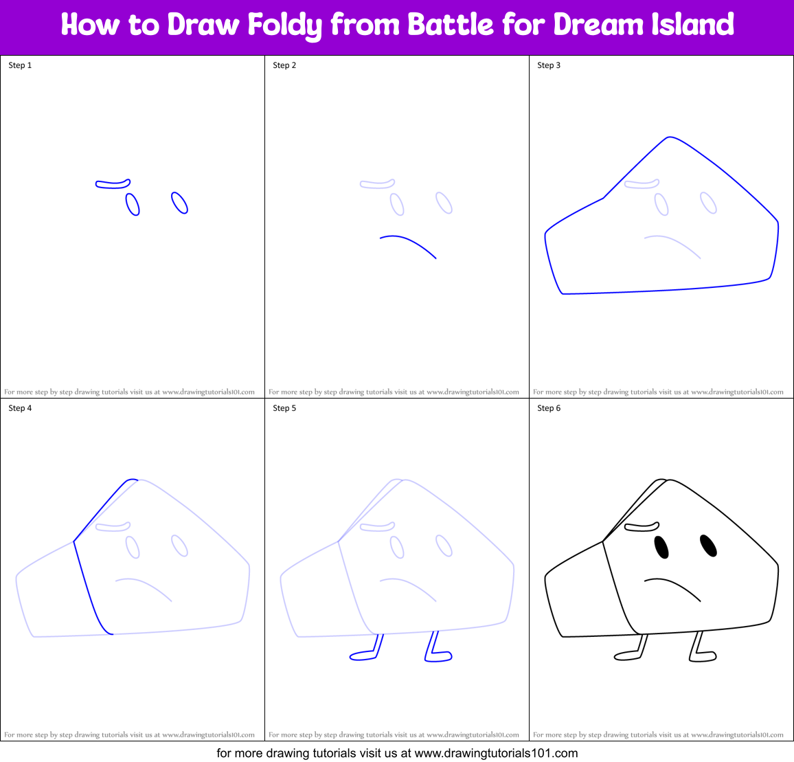 How to Draw Foldy from Battle for Dream Island Printable Step by Step