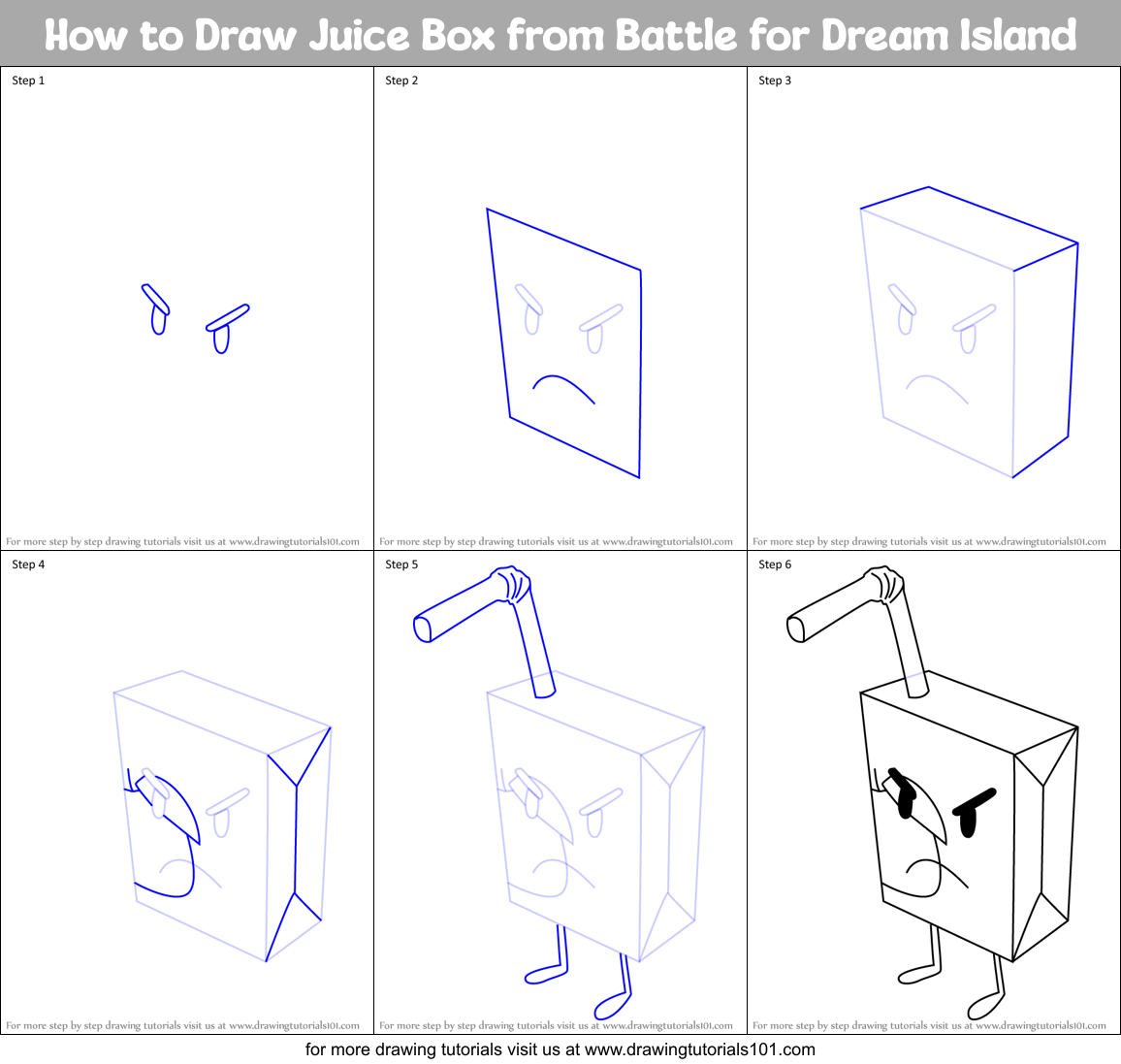 How to Draw Juice Box from Battle for Dream Island Printable Step by Step