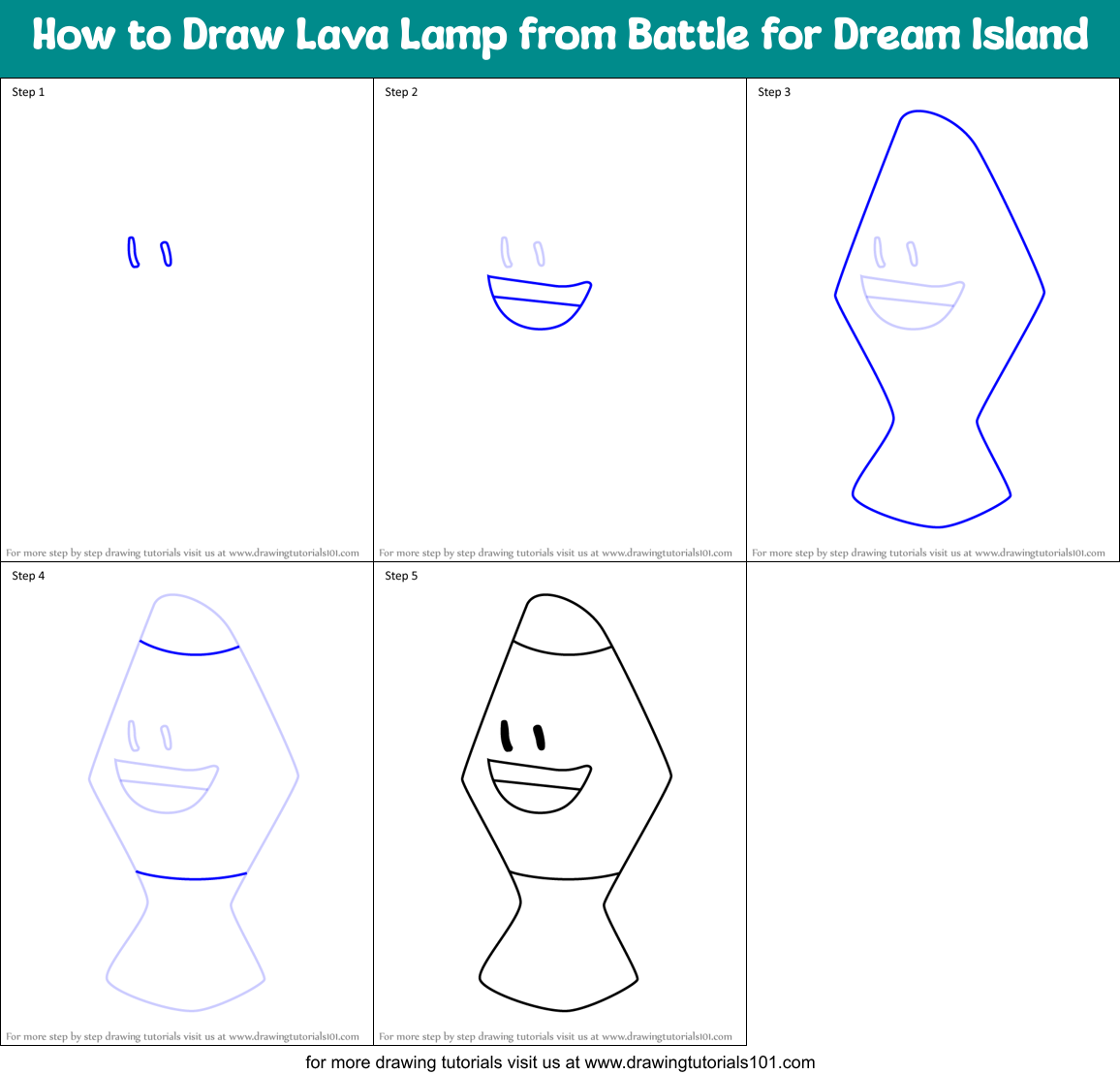 How to Draw Lava Lamp from Battle for Dream Island Printable Step by Step