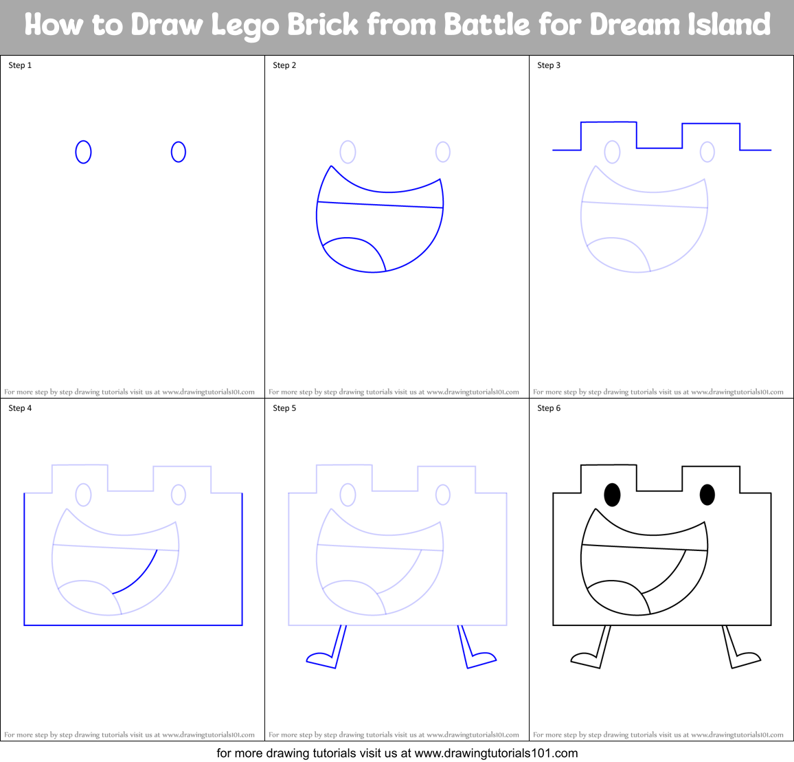 How to Draw Lego Brick from Battle for Dream Island Printable Step by Step