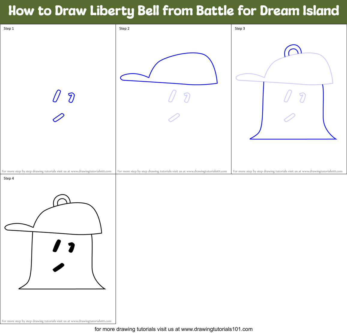 How to Draw Liberty Bell from Battle for Dream Island Printable Step by Step