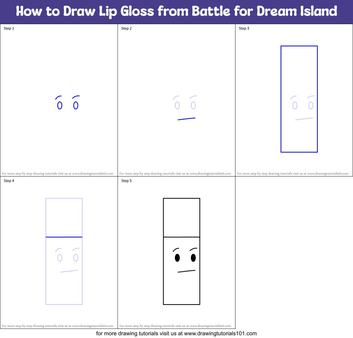 How to Draw Lip Gloss from Battle for Dream Island Printable Step by Step