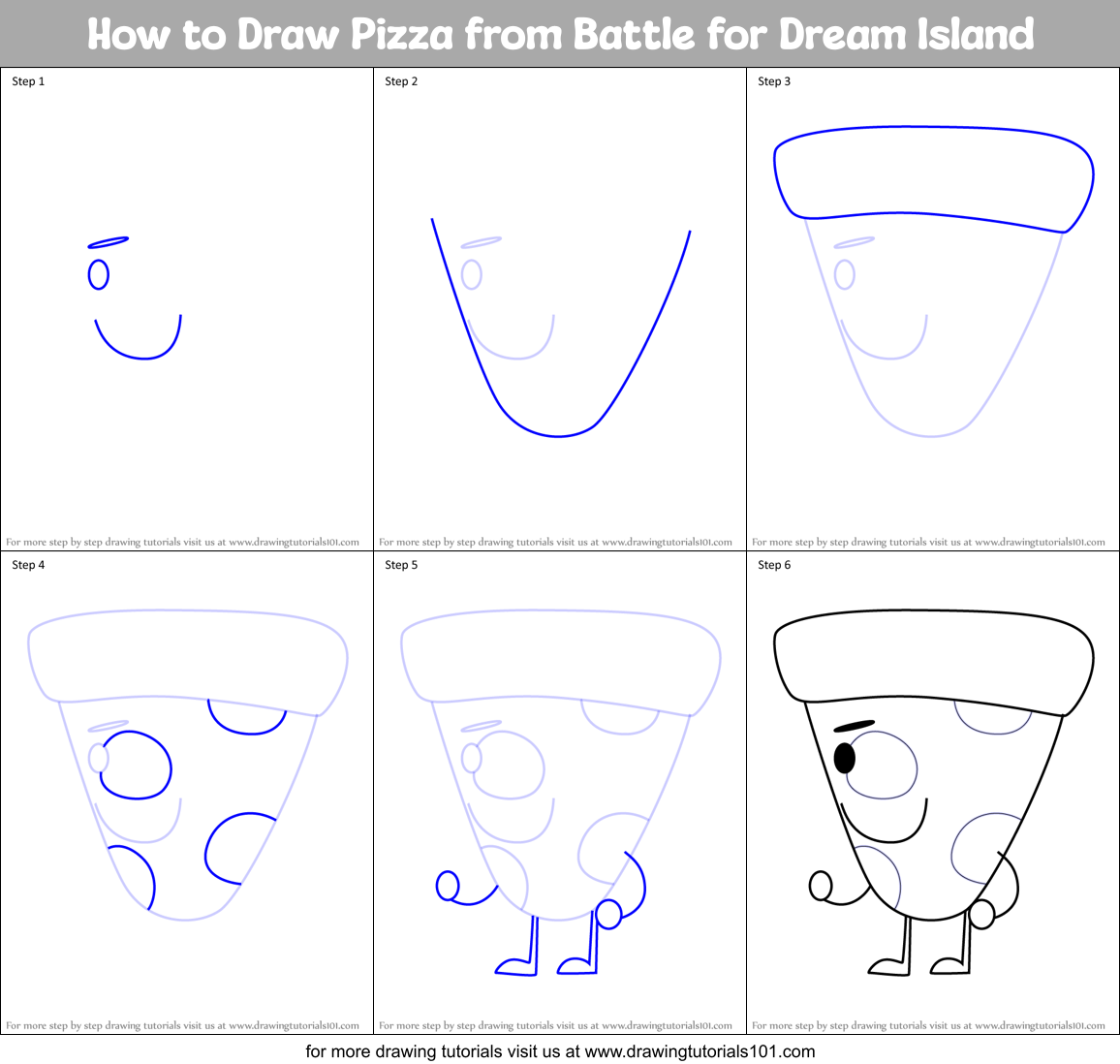 How to Draw Pizza from Battle for Dream Island Printable Step by Step