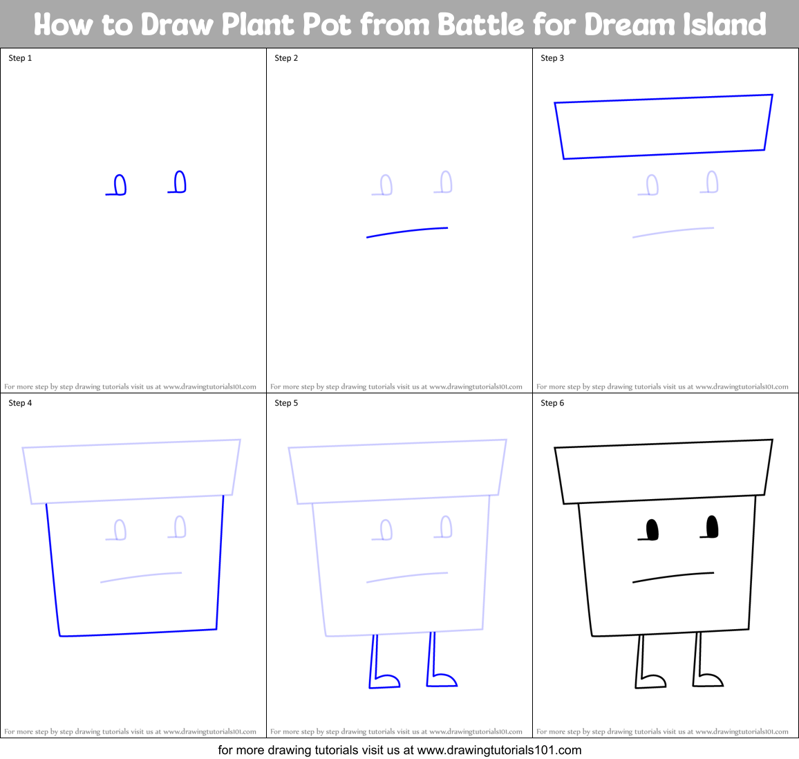 How to Draw Plant Pot from Battle for Dream Island Printable Step by Step