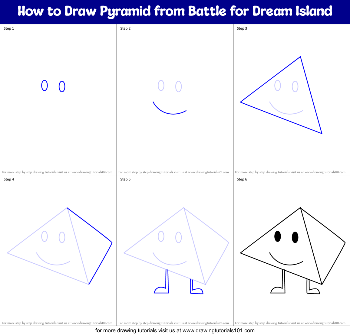 How to Draw Pyramid from Battle for Dream Island Printable Step by Step