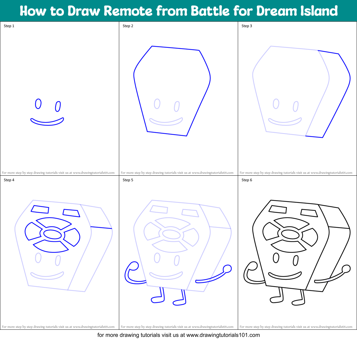 How to Draw Remote from Battle for Dream Island Printable Step by Step